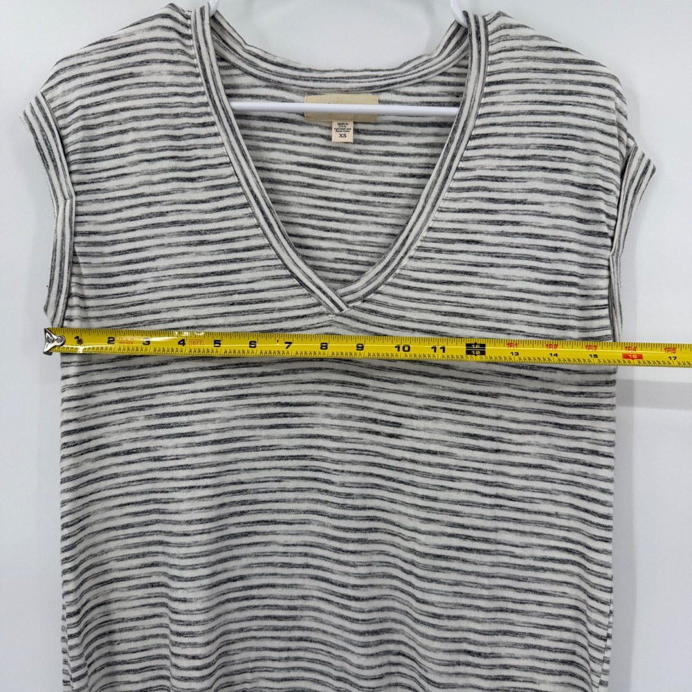 Cloth & Stone Anthropologie Striped V-Neck Midi Dress Grey White C1962-155 XS - Picture 10 of 11